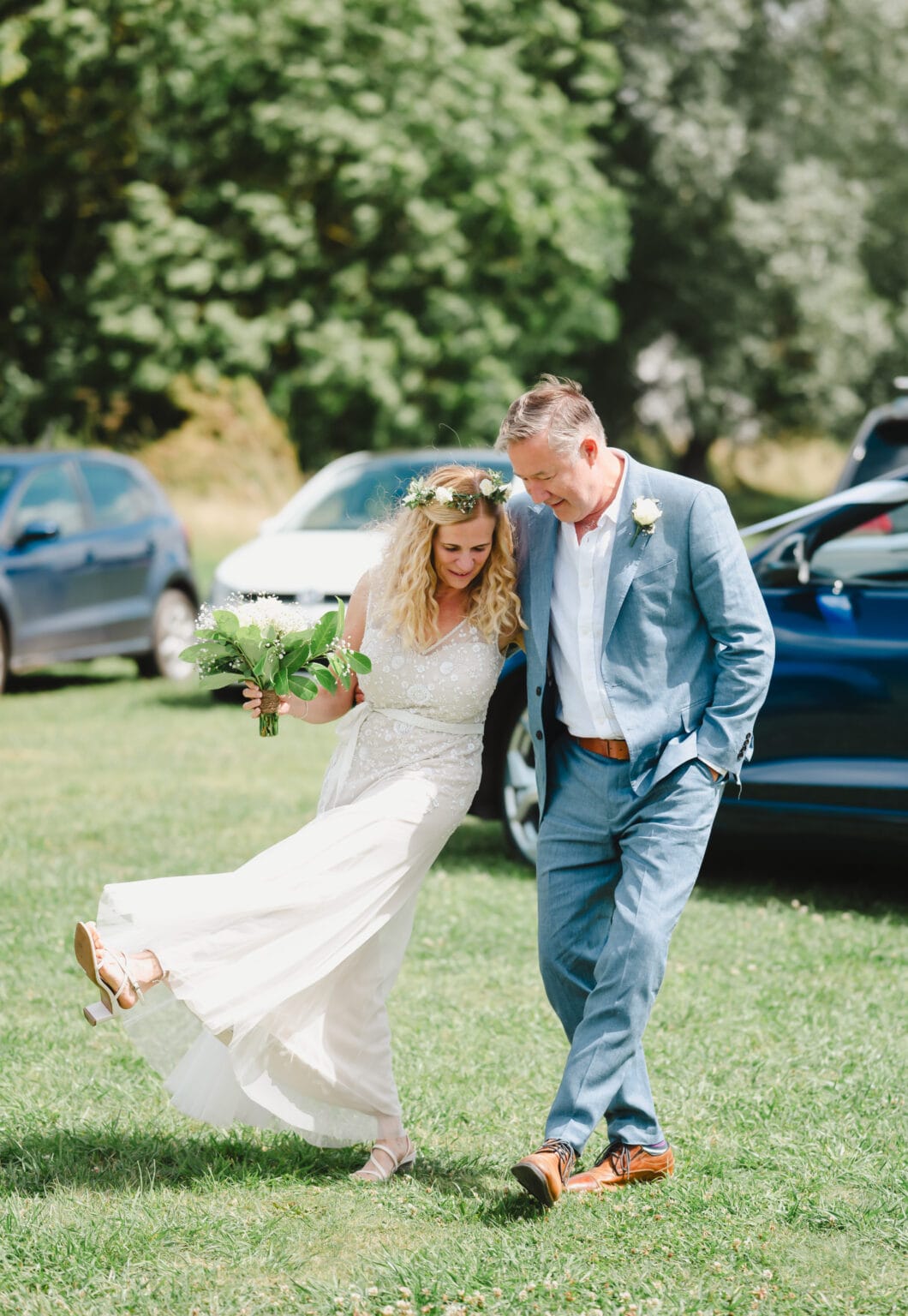 Couple outside after an intimate ceremony