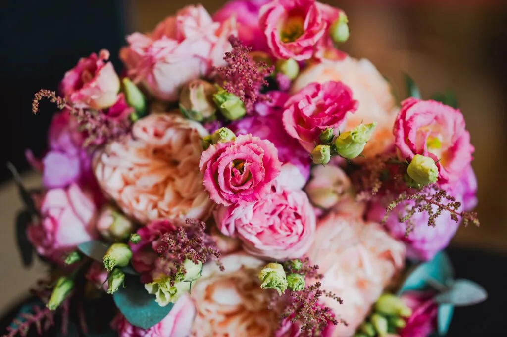 Pink and peach bridal bouquet